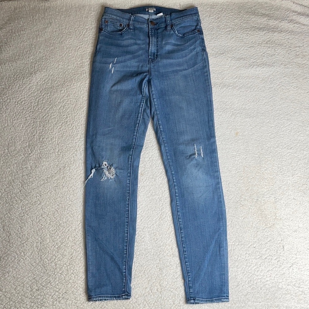 J Crew soft Denim Jeans Distressed ripped High waist Size 28